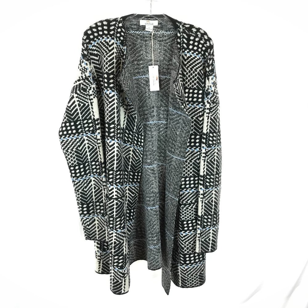 NWT Women Size XL Bob Timberlake Geometric Knit Longline Duster Cardigan Sweater
